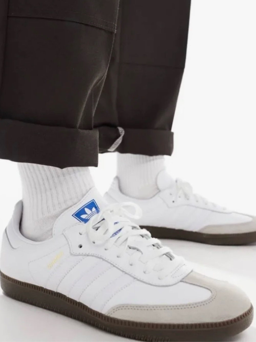 adidas Samba White Sneakers with Gum Outsole
